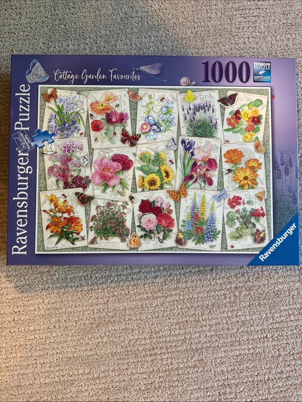 Ravensburger Floral Botanical Collage Puzzle – Purple and Blue Box